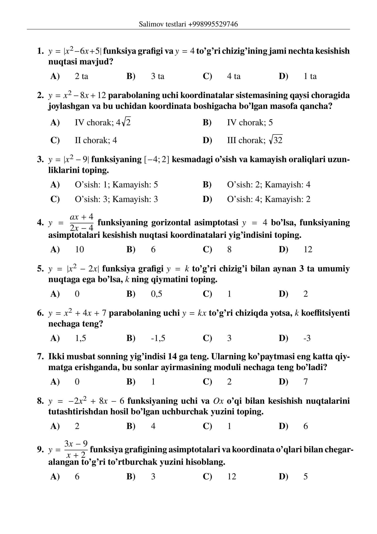 Matematik misollar