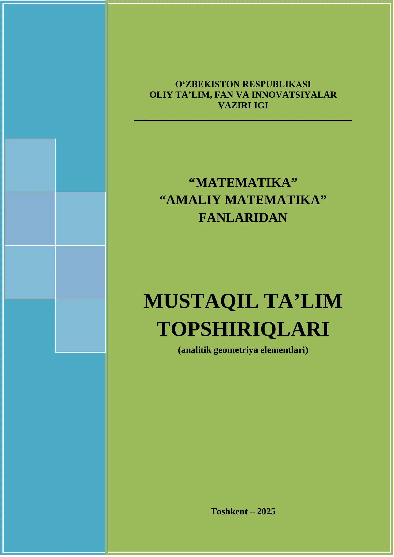 Mustaqil ta'lim topshiriqlari (analitik geometriya elementlari)
