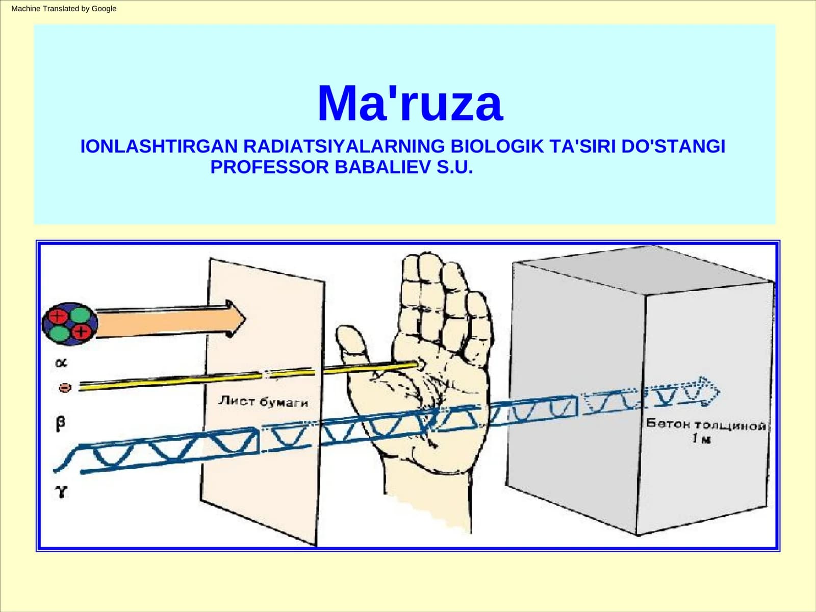 IONLASHTIRGAN RADIATSIYALARNING BIOLOGIK TA'SIRI DO'STANGI