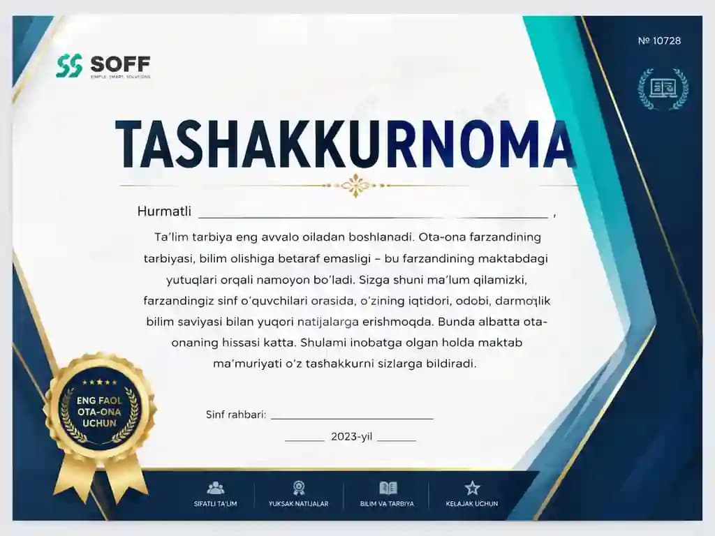 Tabriklash uchun tashakkurnoma