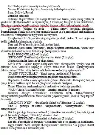 5-sinf jismoniy tarbiya fani uchun