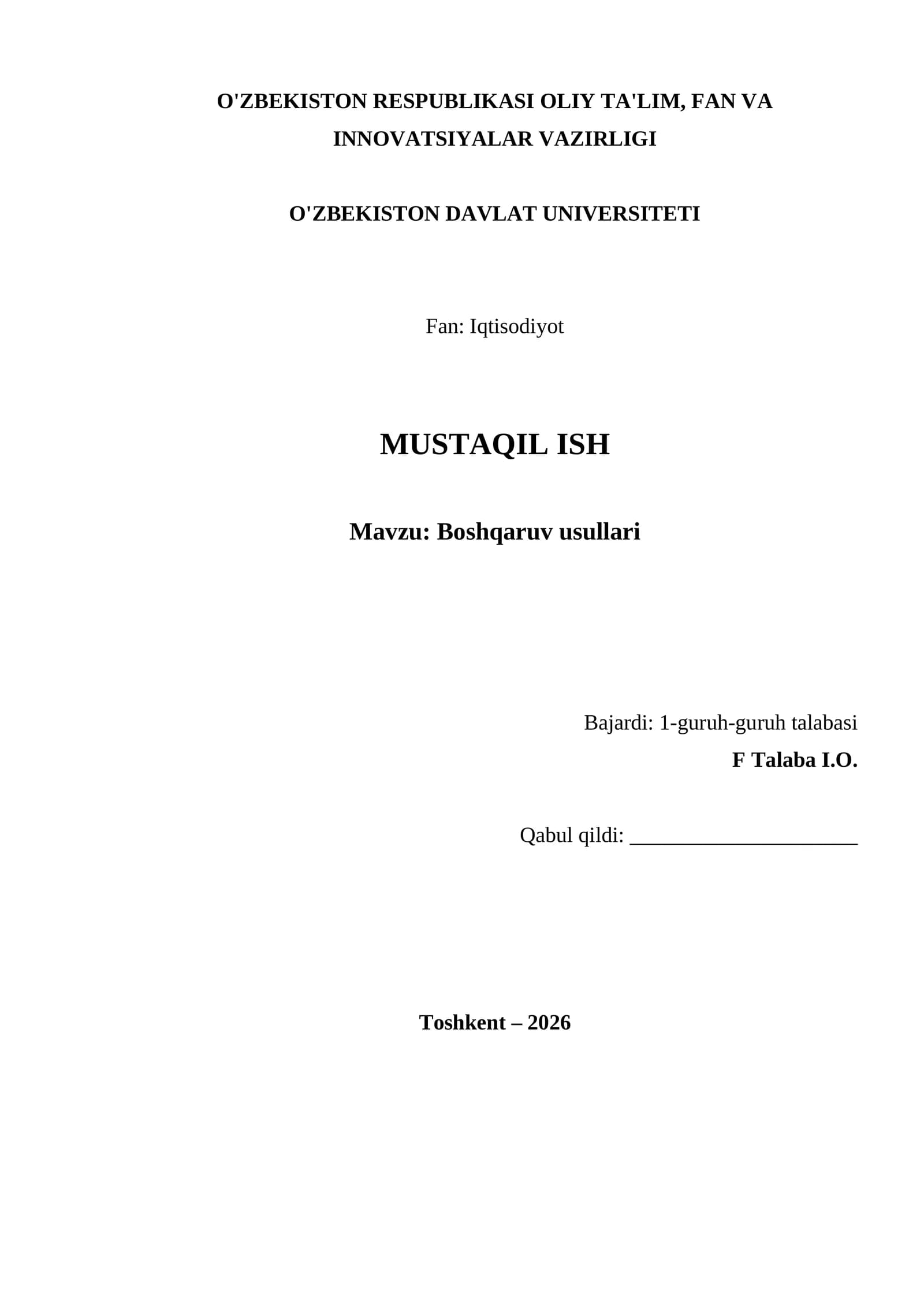 Boshqaruv usullari
