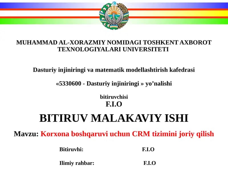 Korxona boshqaruvi uchun CRM tizimini joriy qilish