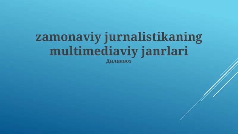Zamonaviy janrlarga ma'lumotli jurnalistika (ma'lumotlarni vizuallashtirish), interaktiv hikoyalar va keng qamrovli raqamli materiallar kiradi