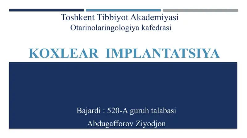 Koxlear Implantatsiya
