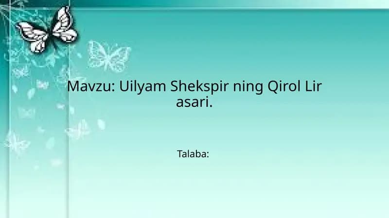 Uilyam Shekspirning Qirol Lir asari