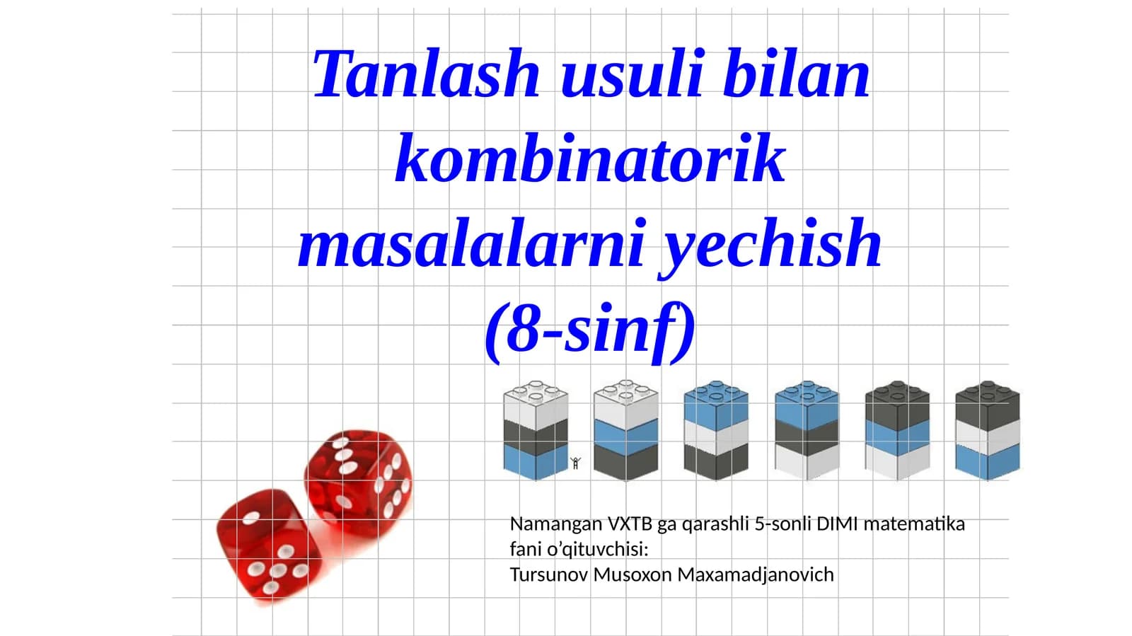 Tanlash usuli bilan kombinatorik masalalarni yechish