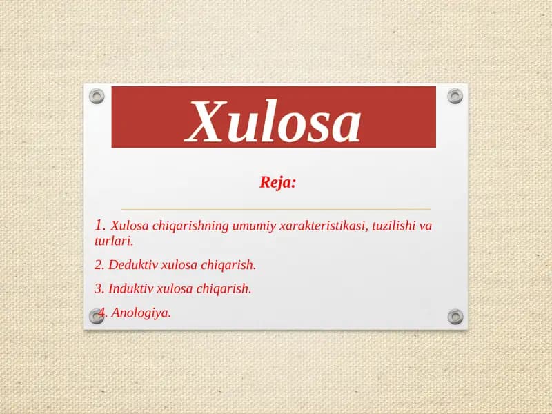 Xulosa haqida umumiy tushuncha