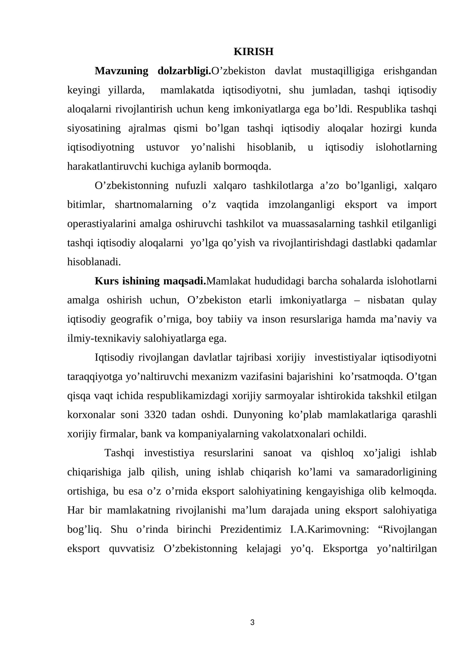 JAHON MAMLAKATLARI BILAn O’ZBEKISTON RESPUBLIKASI TASHQI IQTISODIY ALOQALARINING SHAKILLANIShi
