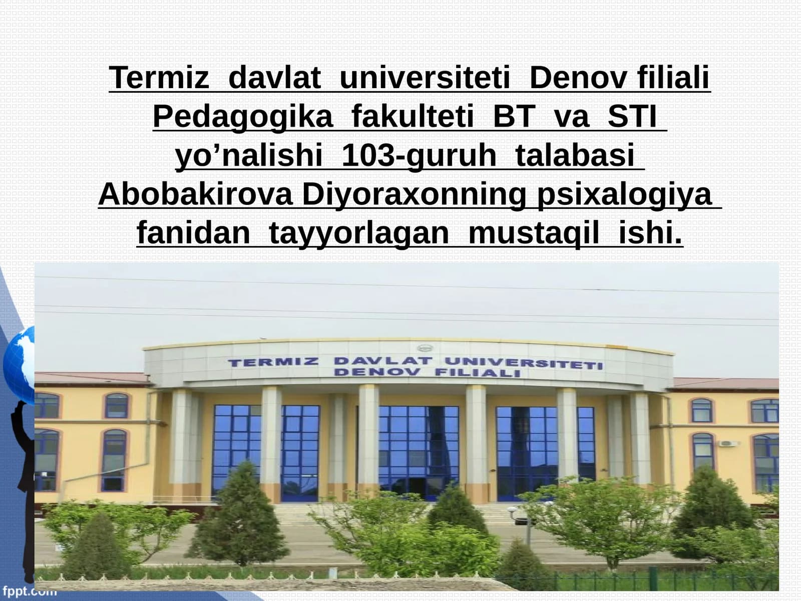 Abobakirova Diyoraxonning mustaqil ishi