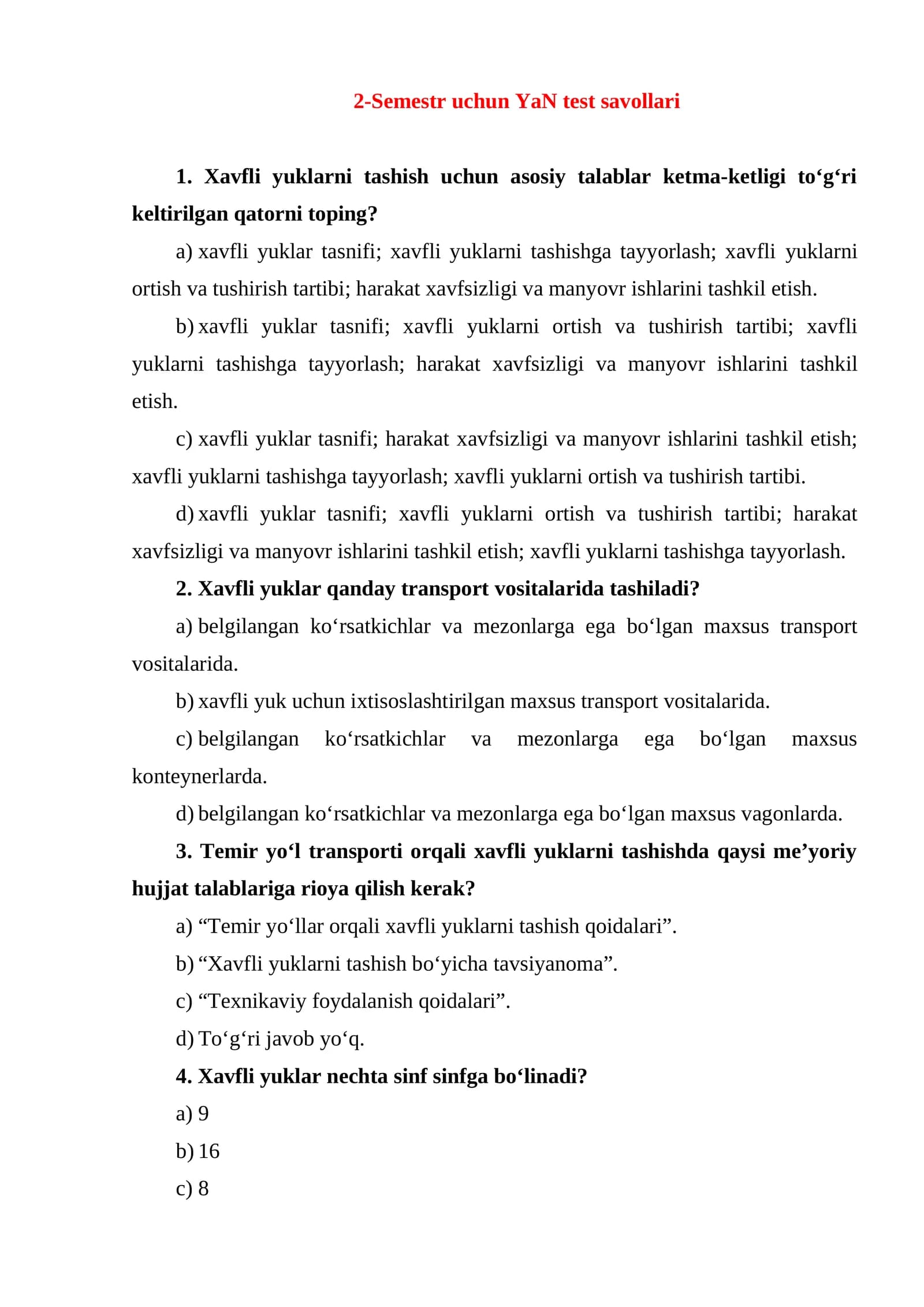temir yoʻllar yuzasidan test