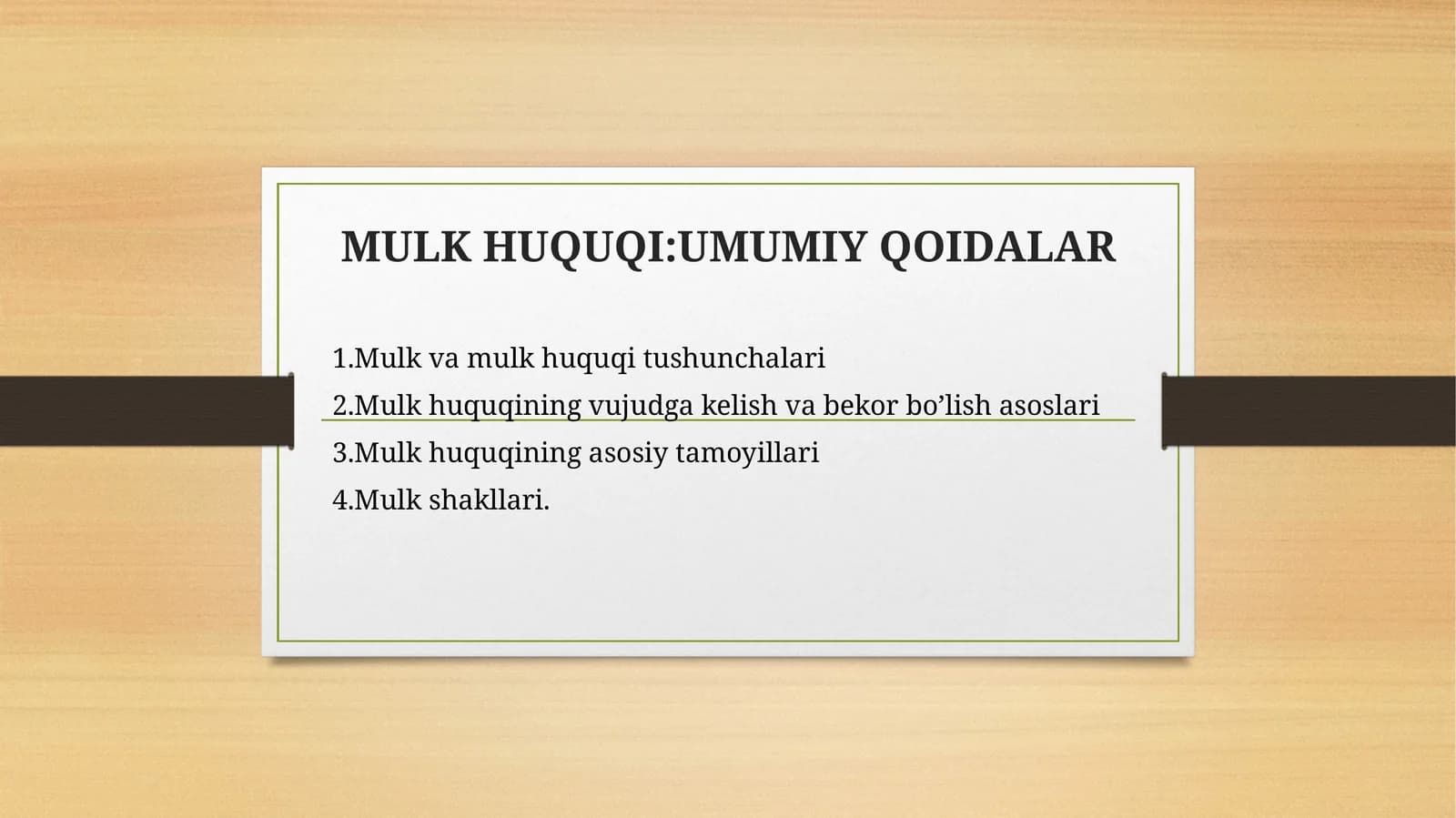 Mulk va mulk huquqi tushunchari