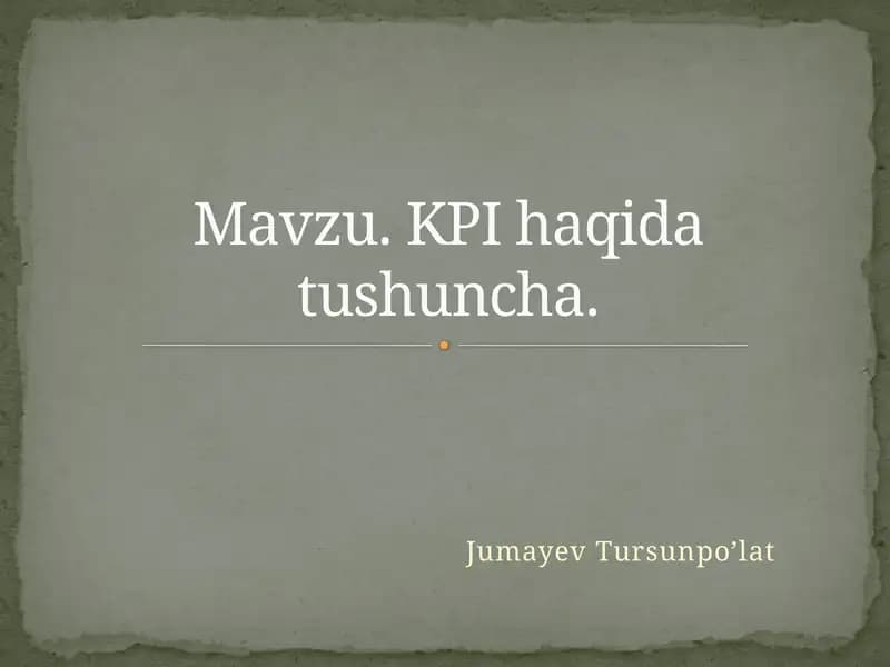KPI haqida maʼlumot