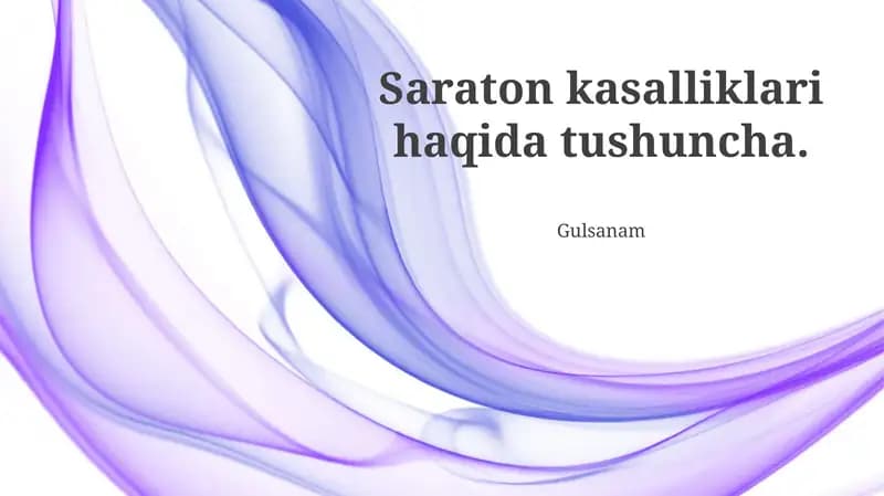 Saratonning 100 dan ortiq turlari mavjud boʻlib, ularning har biri turli xil organlar va toʻqimalarda rivojlanadi. Hujayralarning nazoratsiz oʻsishi va tarqalishi boʻlib, dunyo boʻylab yiliga 10 milliondan ortiq odamda tashxis qoʻyiladi