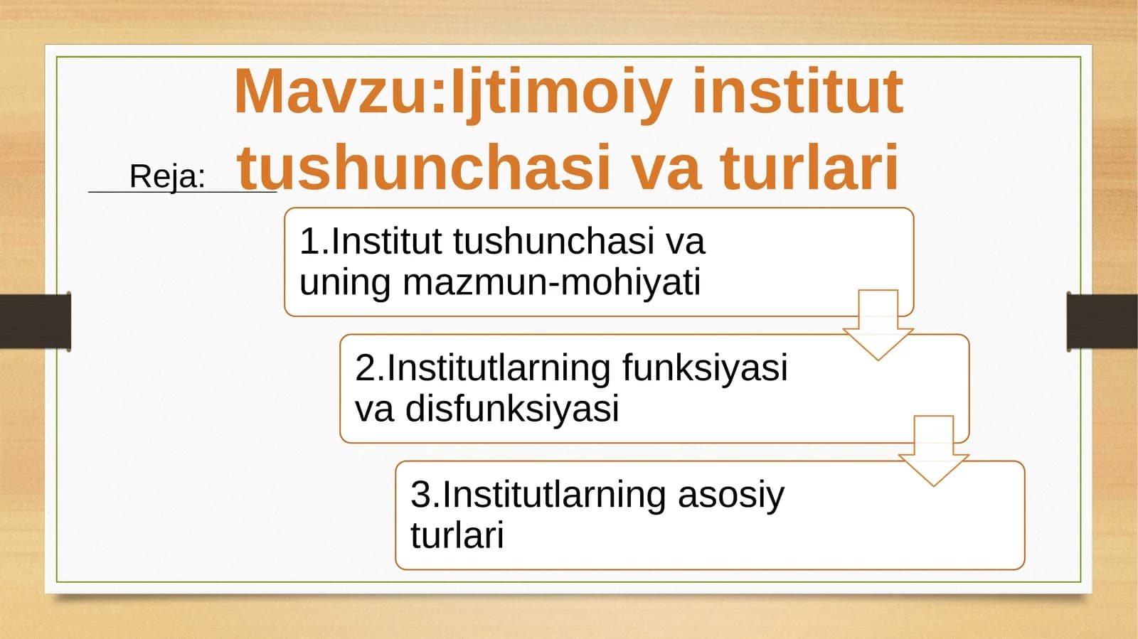 Ijtimoiy institut tushunchasi va turlari