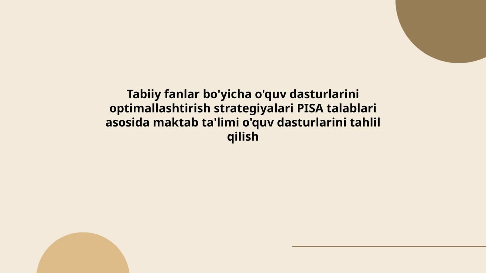 Tabiiy fanlar bo'yicha o'quv dasturlarini optimallashtirish strategiyalari PISA talablari asosida maktab ta'limi o'quv dasturlarini tahlil qilish bo'yicha rejalashtirilgan usul