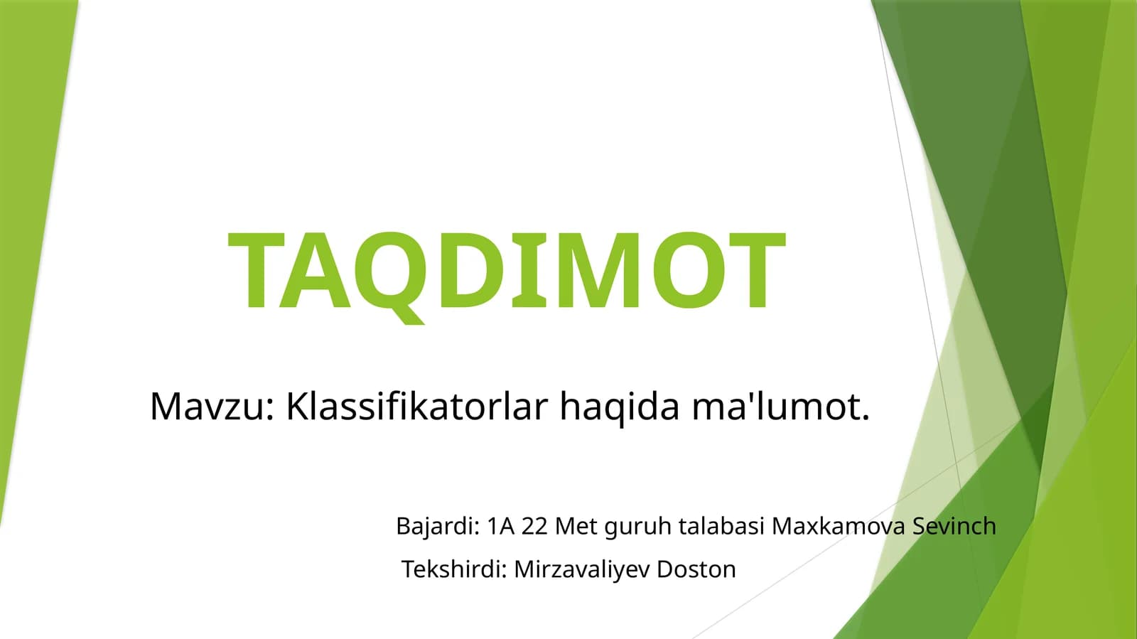 Klassifikatorlar haqida