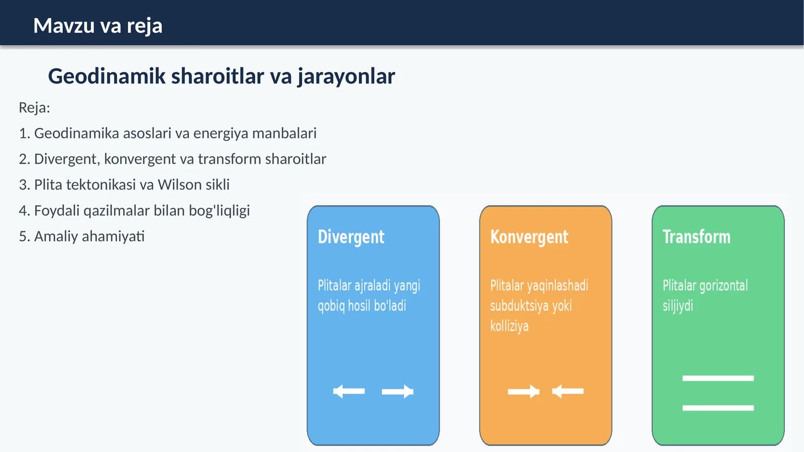 Geodinamik  sharoitlar  va  jarayonlar