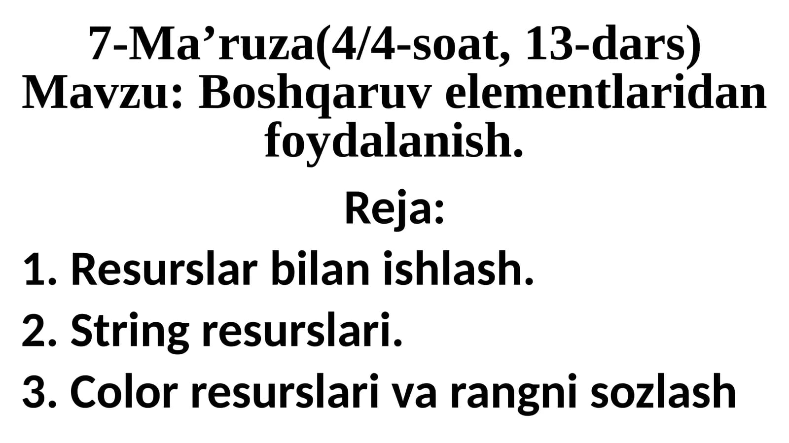 Boshqaruv elementlaridan foydalanish