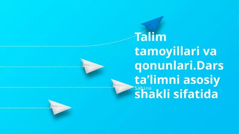 Talim tamoyillari va qonunlari. Dars taʼlimni asosiy shakli sifatida turli xil dars rejalashtirish va o'tkazish usullarini o'rganish, o'qitish Amaliyotlarini Tartibga Soluvchi Huquqiy Bazalar, darslarda texnologiyalardan foydalanish