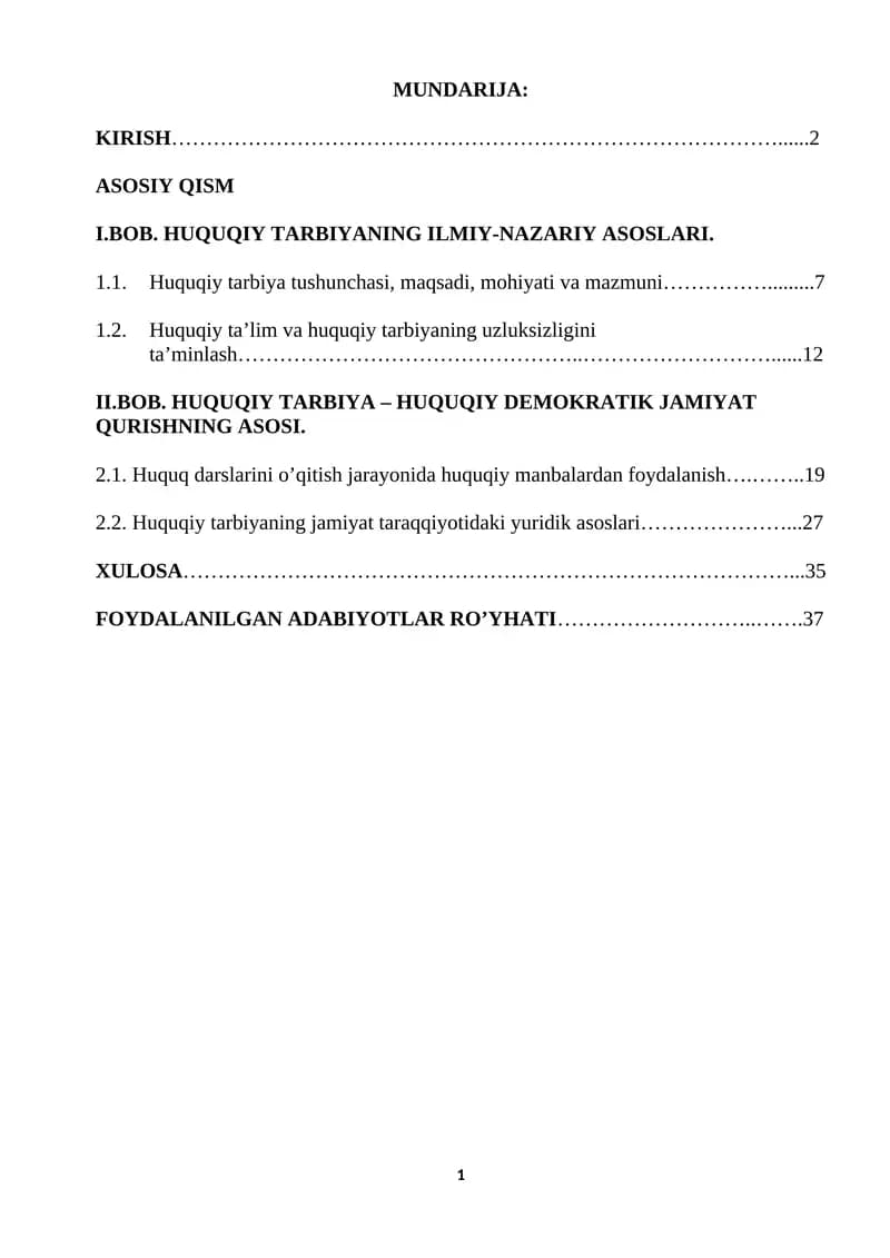 Huquqiy tarbiya - Huquqiy demokratik jamiyat qurishning asosi