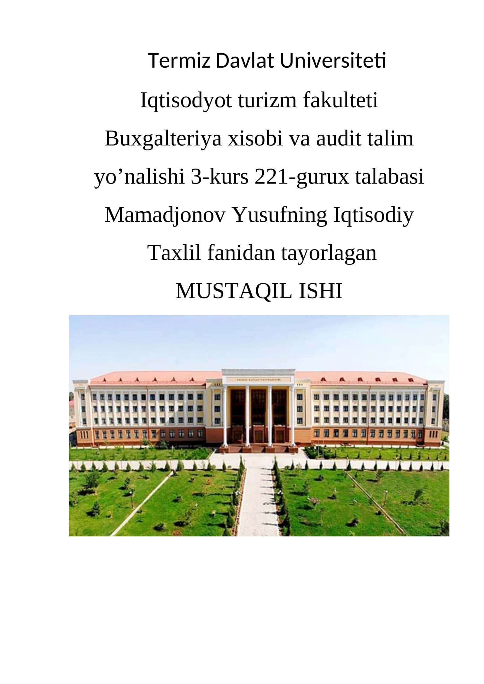 Xo'jalik yurituvchi subyektlarning moliyaviy ahvoli