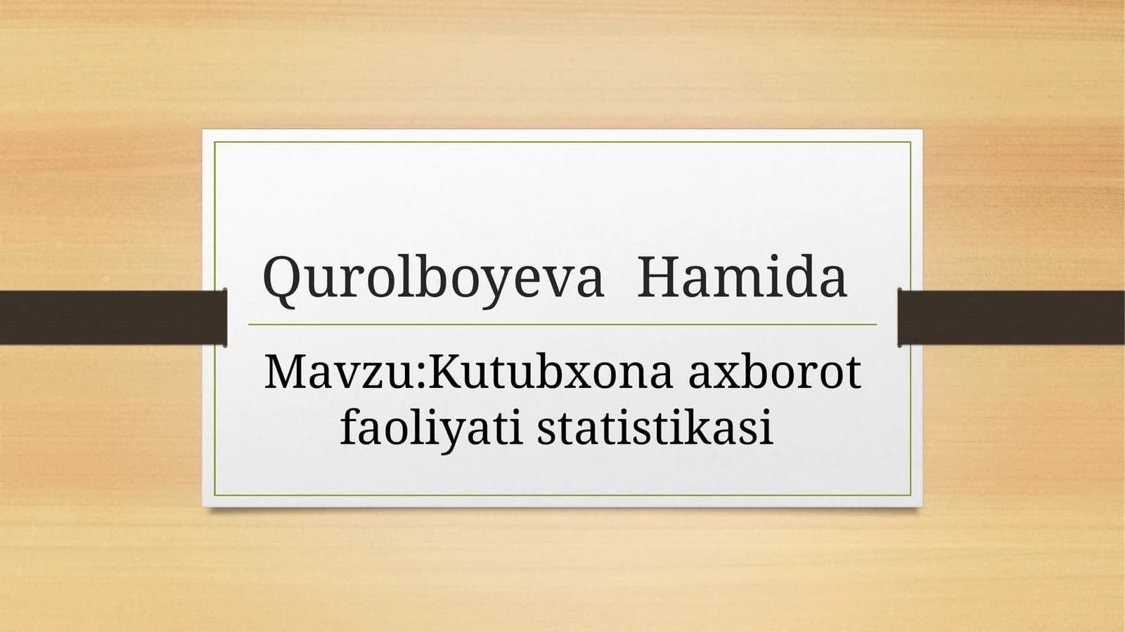 Kutubxona Axborot faoliyati statistikasi
