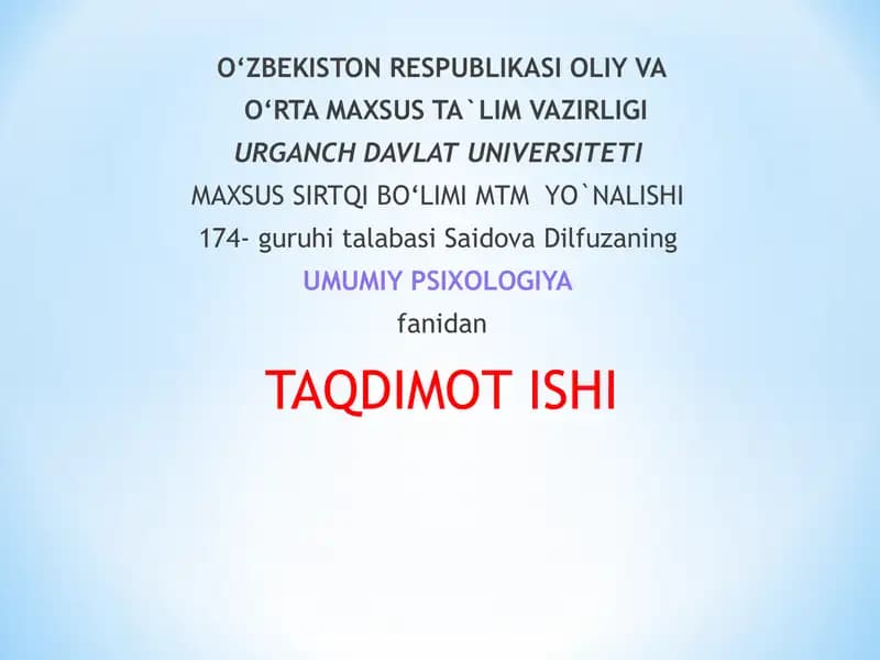 KASB PSIXOLOGIYASI MUTAXASISLIK FANI SIFATIDA