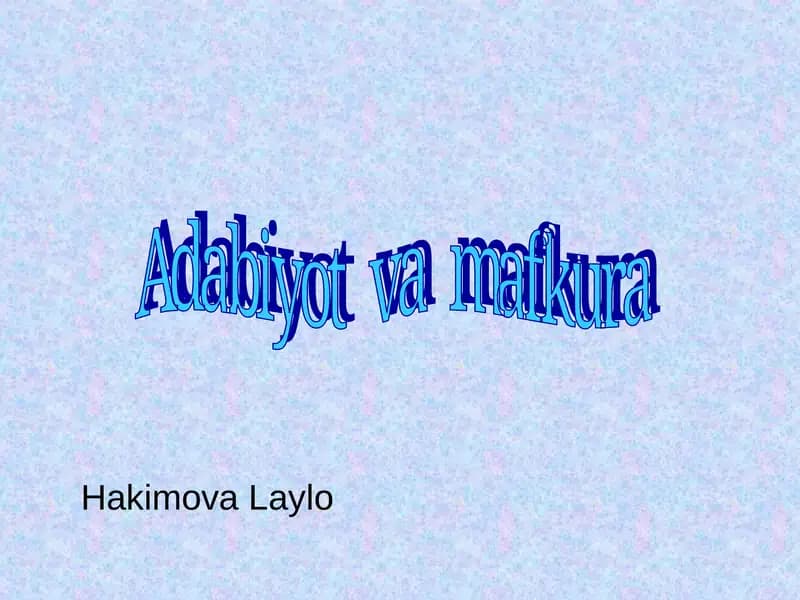 Adabiyot va mafkura