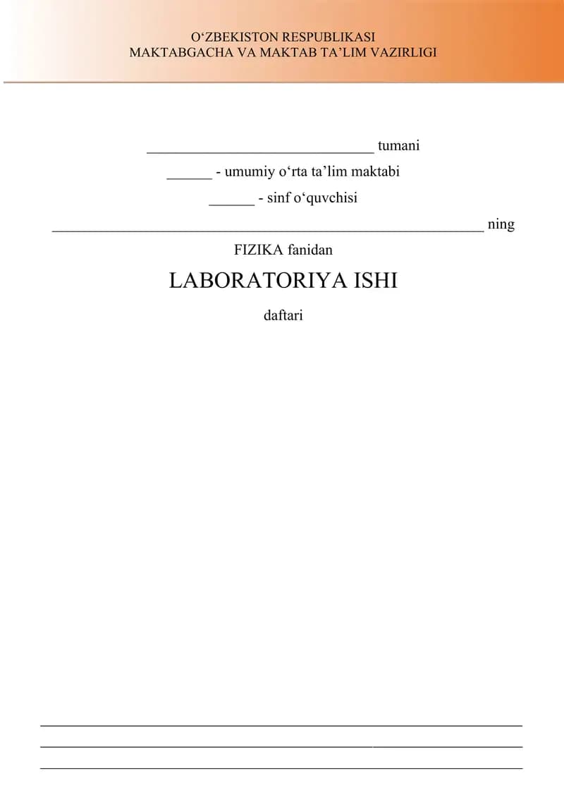 8-sinf fizika Laboratoriya ishi