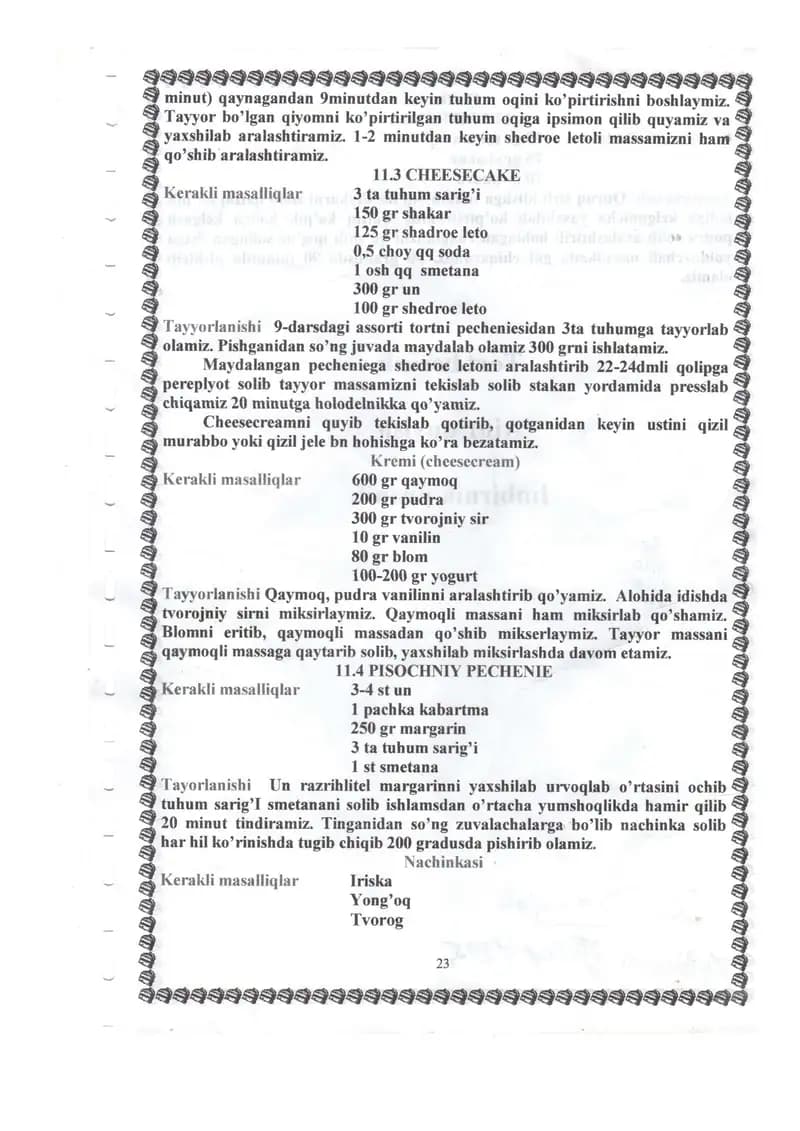 Shirinliklari tayyorlash usullar