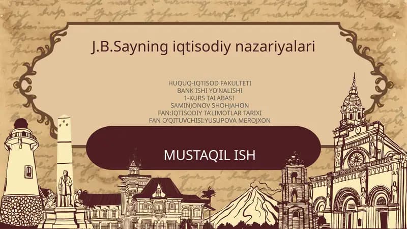 J.B.Sayning iqtisodiy nazariyalari