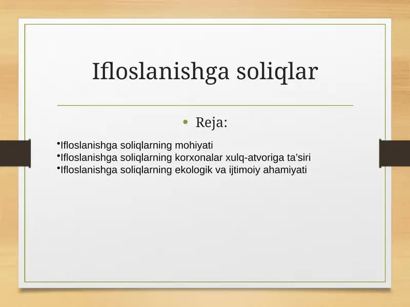 Ifloslanishga soliqlar