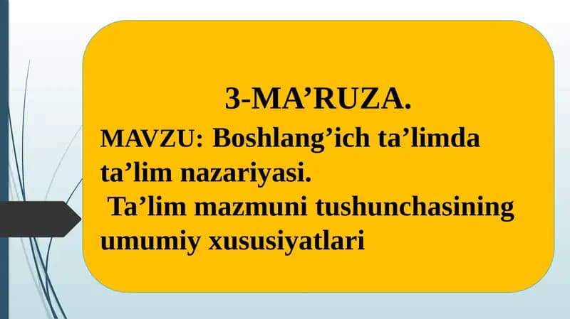 Boshlang'ich ta'limda ta'lim nazariyasi