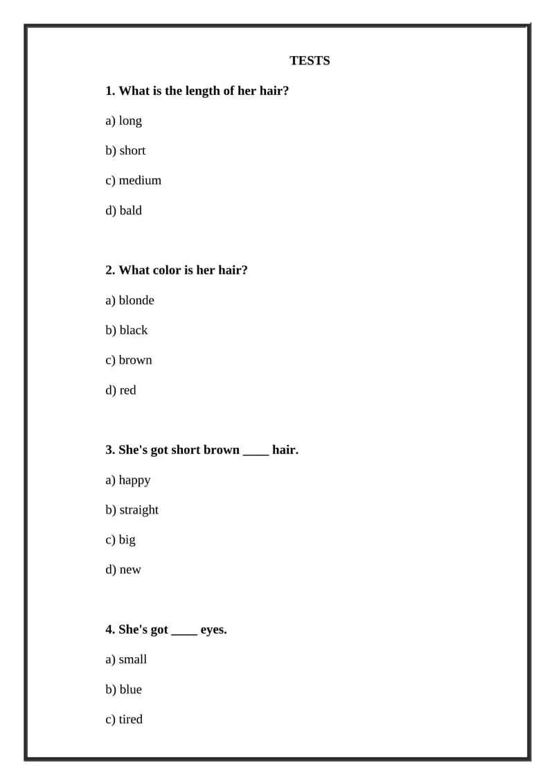 TESTS English