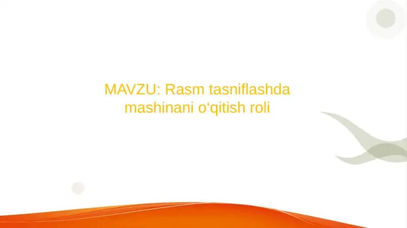 Rasm tasniflashda mashinani o‘qitish roli