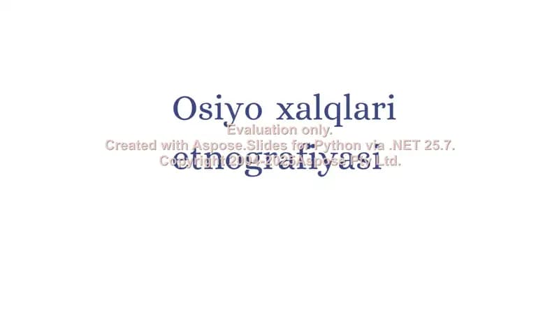 Osiyo xalqlari etnografiyasi