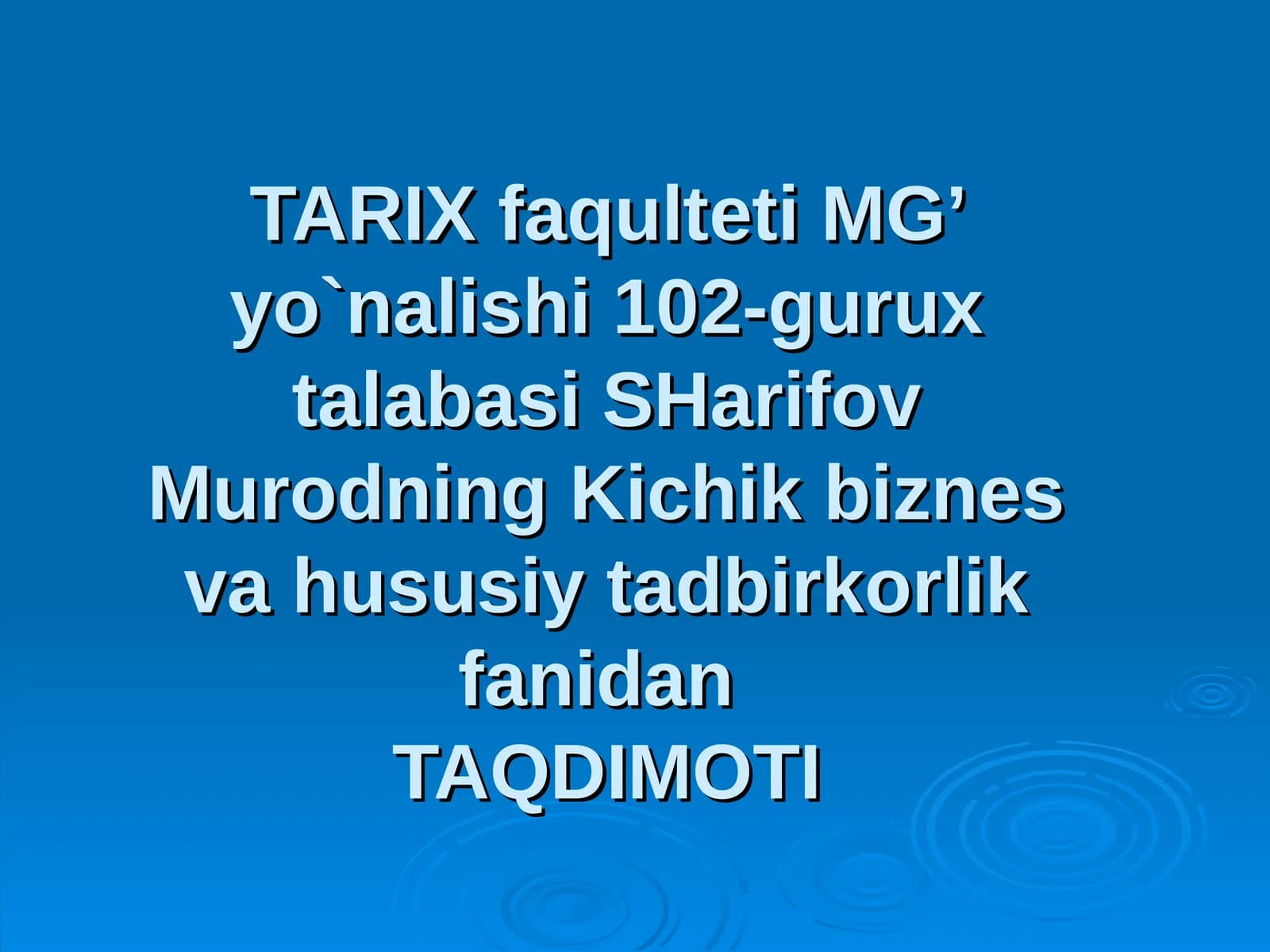 Kichik biznes va xususiy tadbirkorlik - iqtisodiy o'sishning muhim omili