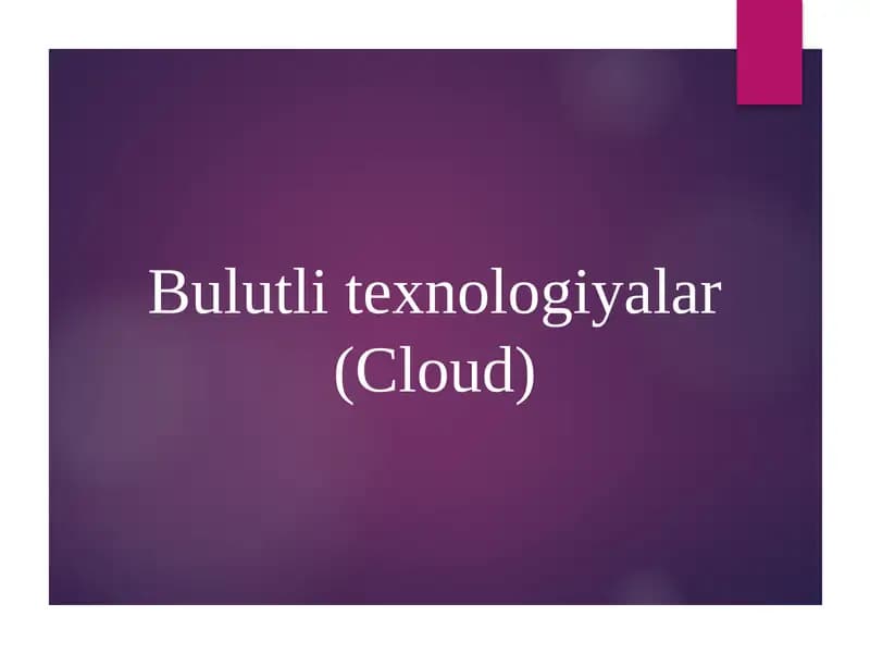 Bulutli texnologiyalar Cloud