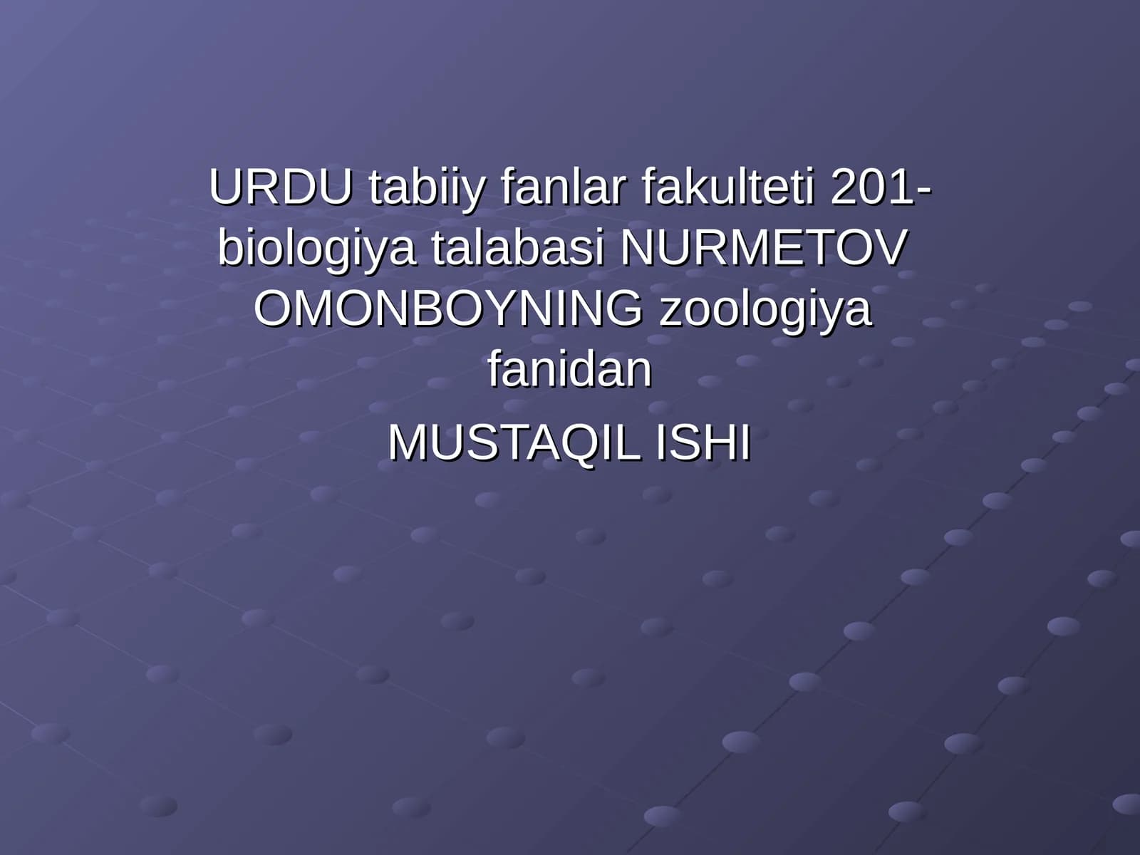 O`ZBEKISTON UMURTQALI HAYVONLARI FAUNASINING BIOLOGIK XILMA-XILLIGI VA O`ZIGA XOSLIGI