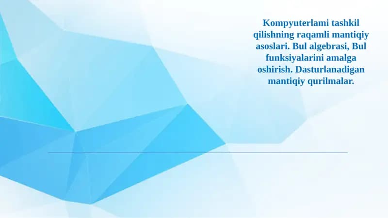 Kompyuterlani tashkil qilishning raqamli mantiqiy asoslari