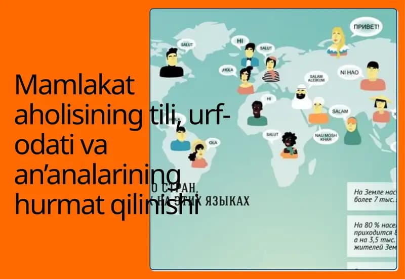 Mamlakat aholisining  tili,urf-odati va an’analarining  hurmat  qilinishi