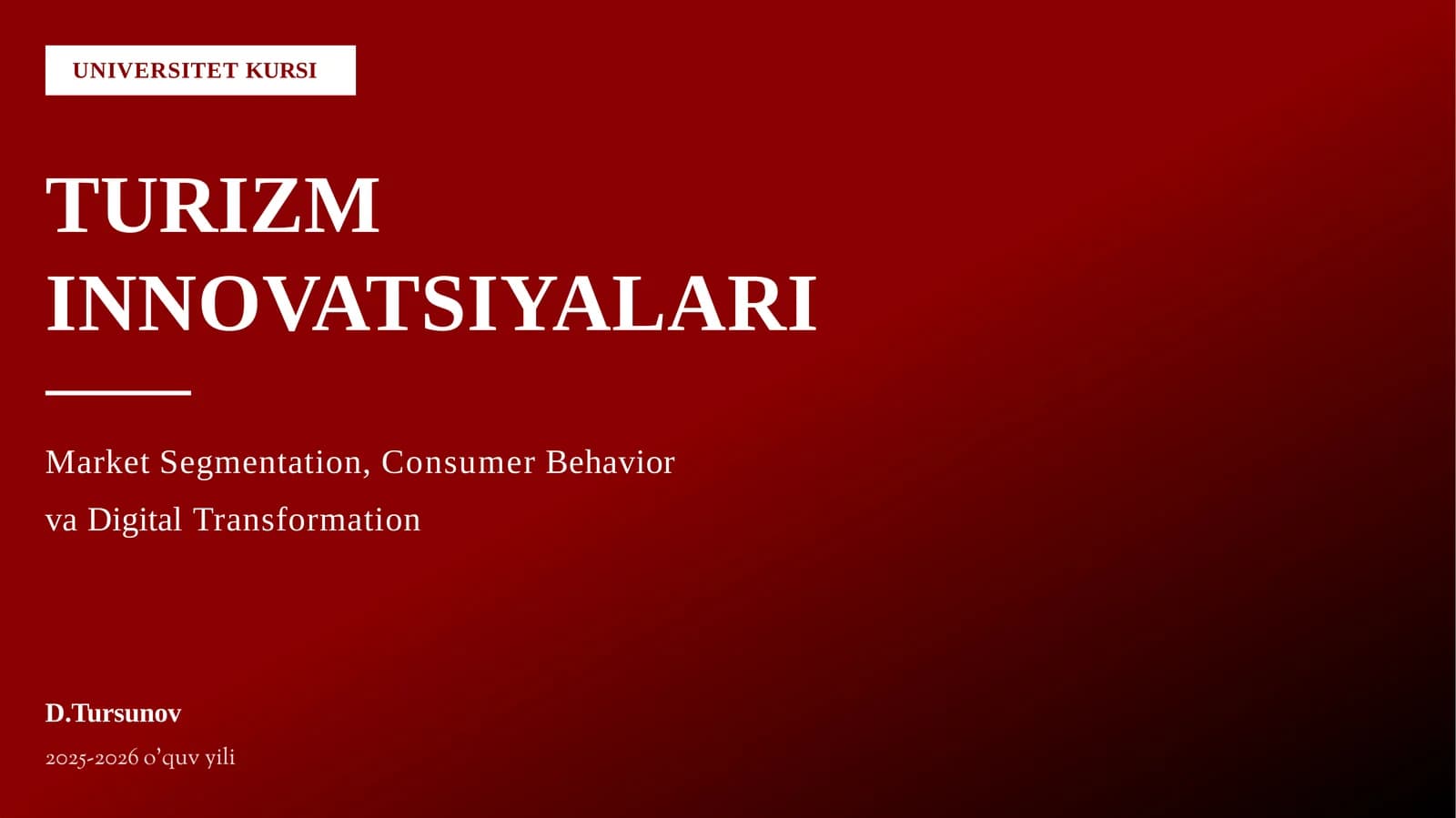 turizm innovatsiyalari