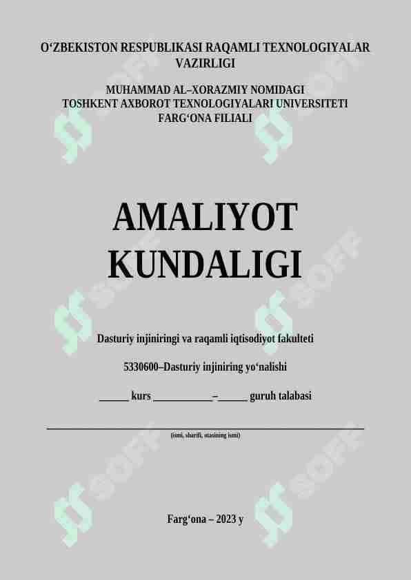 amaliyot kundaligi TATU