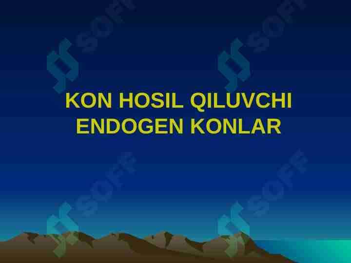 KON HOSIL QILUVCHI ENDOGEN KONLAR