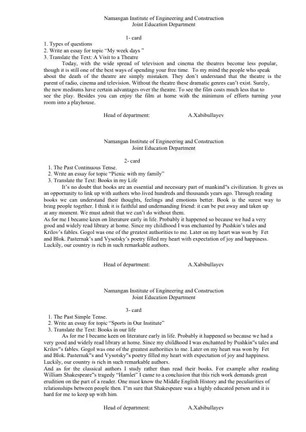 Write an essay for topic “My week days”
