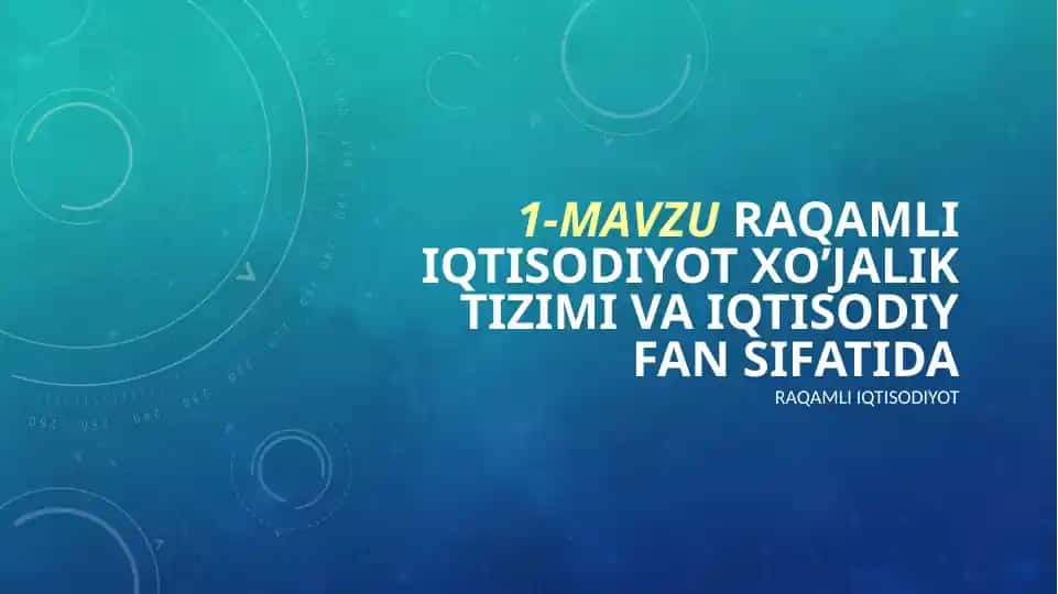 Raqamli iqtisodiyot tizimi
