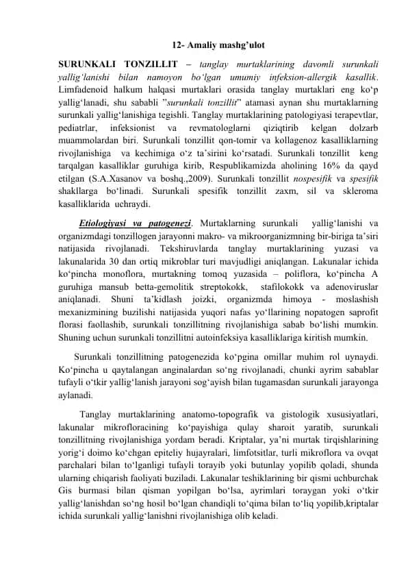 Surunkali Tonzillit