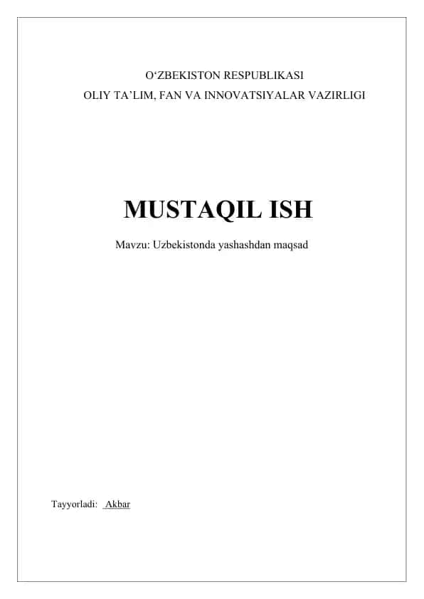 Oʻzbekistonda yashashdan maqsad