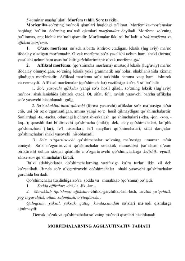 Morfemika-so'zning ma'noli qismlari